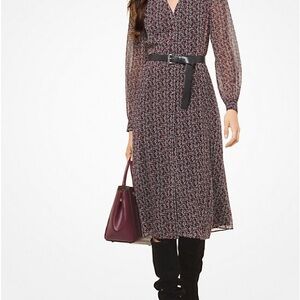 Michael Kors Black and Red Tulip Patterned Chifron Dress (Kate Middleton Style)